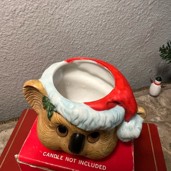 vintage porcelain Votive koala in santa hat,Christmas decor - Picture 4 of 11